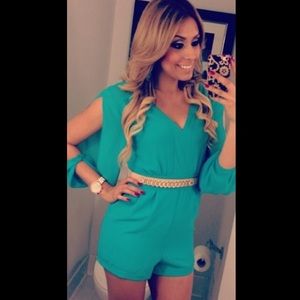 Flirty teal romper